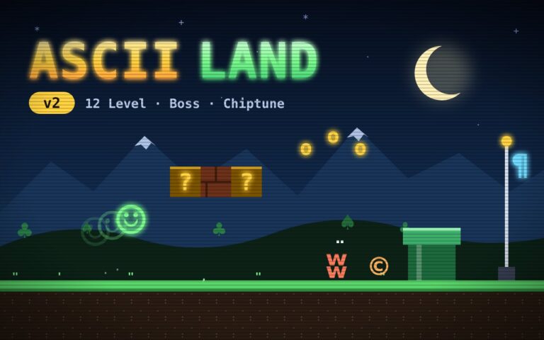 Asciiland: Jump’n’Run online spielen – in leuchtender Zeichen-Grafik