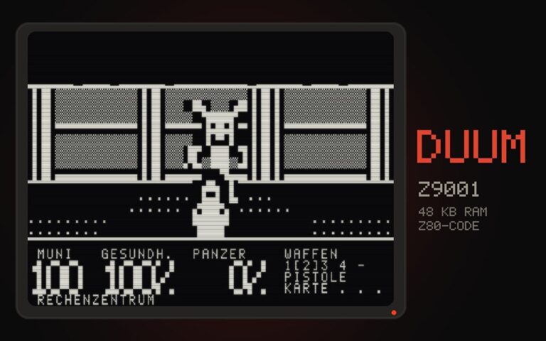 Duum Z9001: Retro-Ego-Shooter online – 3D-Welt aus Textzeichen