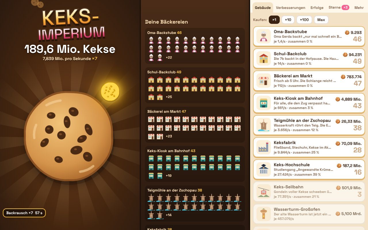Keks-Imperium – kostenloses Browserspiel auf Player 0o5