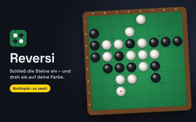 Reversi online spielen: gegen den Computer, zu zweit oder per Code