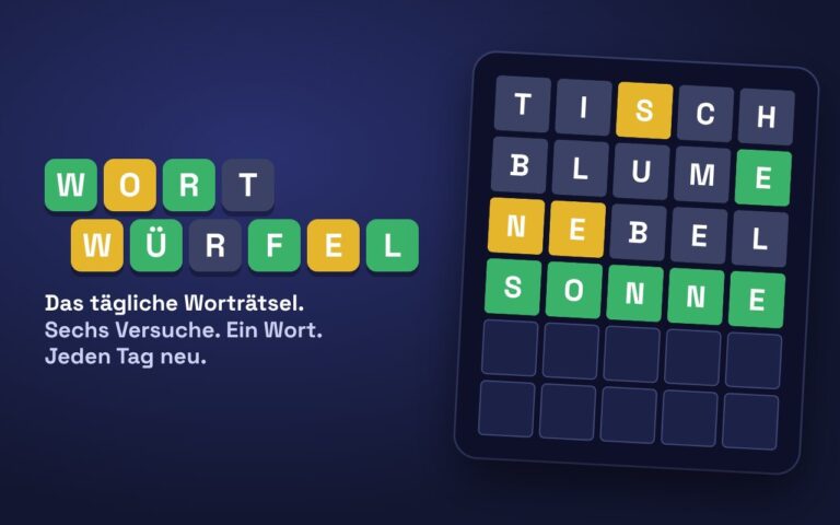 Wortwürfel: das tägliche Worträtsel auf Deutsch mit Wort des Tages
