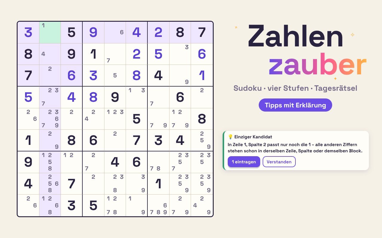 Zahlenzauber – kostenloses Browserspiel auf Player 0o5